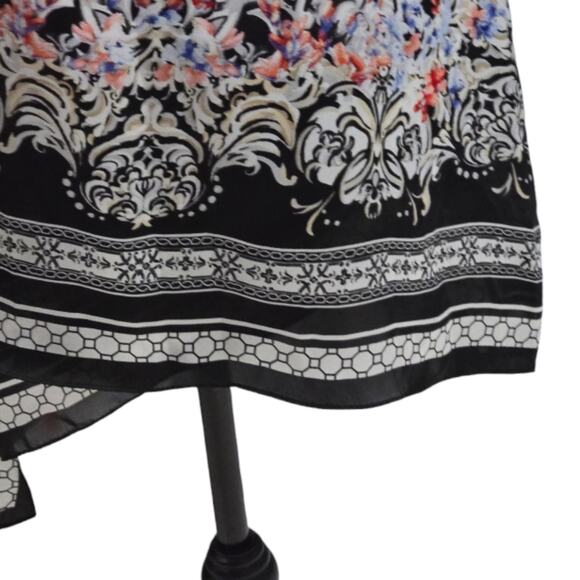 Whbm Floral Asymmetrical Hem Tunic Length Shirt Size 10 Medium - Picture 8 of 11